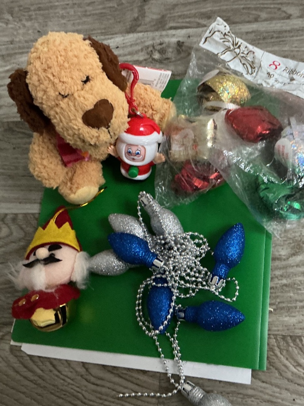 An assortment of toys and A nightmare before Xmas tree ornaments